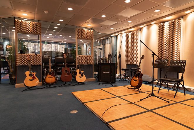 Professional recording studio with musical instruments